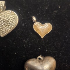 Vintage Heart Pendant Lot Mixed Materials And Styles