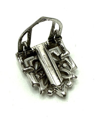 1930s CROWN TRIFARI Art Deco Alfred Philippe Dress Clip Blue Baguette Rhinestone