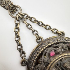 17-18th Century Reliquary Silver Religious Relic Ruby Pendant Necklace AAW17