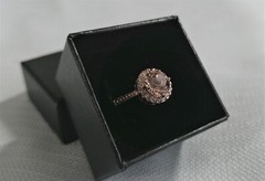 Vintage Signed Rose Gold Plated & Morganite Engagement Ring size 9