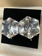 Art Deco Antique Sterling Rock Crystal Hexagon Star earrings