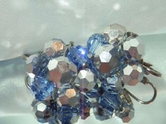 WOW Stunning Sparkling Jet Hamitet Blue Crystal Vintage 50’s Clip Earrings 595j1