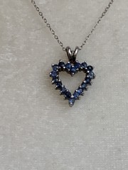 London Blue Topaz & Sterling Silver Open Heart Pendant Necklace Heart Jewelry 1″