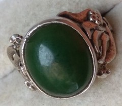 RARE Elegant Nephritis stone RING SILVER ANTIQUE size 12 Jewelry