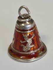 Sterling Silver ~ Siam Bell Charm ~ BEAUTIFUL RED ENAMEL ~ Pendant ~ VINTAGE