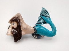 Vintage GG Harris Fine Pewter Mermaid Pins Lot of 2 Gold Plated Hand Painted