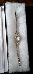 VTG Silver Tone Rhinestone Cocktail Wrist Watch Bracelet NIB