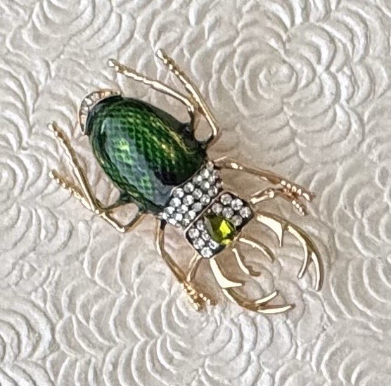 Vintage Style Beetle Insect Brooch enamel on metal