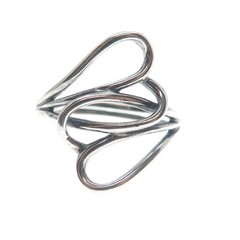 925 Sterling Silver Vintage Interlocked Heart Bypass Ring Size 11.25