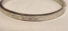Vintage Sign Sterling Marathon Etching Brush Floral Ornate Slide Bracelet