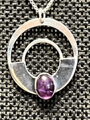 ONE OF A KIND SOUTHWESTERN ARTISAN STERLING SILVER AMETHYST STONE NECKLACE 18”
