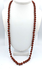 Vintage Carnelian Necklace Beaded Hand Knotted Gemstone 30” No Clasp