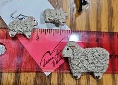 Sheep Pin, Matching Earrings And Ram Pendant Necklace Ceramic Animal