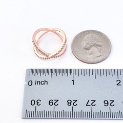 Rose Gold Tone Cubic Zirconia X-Band Ring | Vintage Sterling Silver | Size 5.25