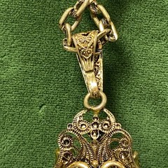VTG West Germany Blue Rhinestone Filigree Pendant 26″ Necklace 3.25″ Czech Glass