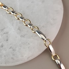 Vintage Chain Bracelet Multi Tone 8mm Glossy 7″