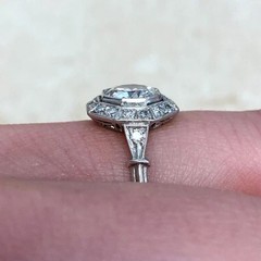Art Deco Lab-Created Diamond Octagonal Shape Halo Engagement Ring In 925 Silver
