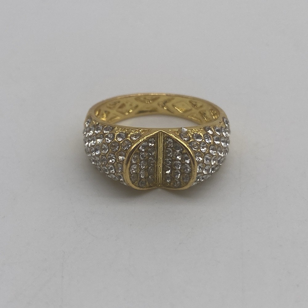 Gold Tone White Stone Ring Size 10