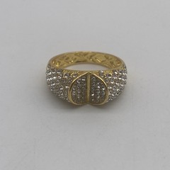 Gold Tone White Stone Ring Size 10