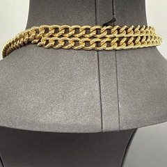 Chunky Lightweight Gold Tone Chain Necklace Orange Novelty Pendant Vtg