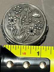 VTG Torino Pewter Floral Trinket Box Brooch Lid Round Flower Cottagecore 2-in-1