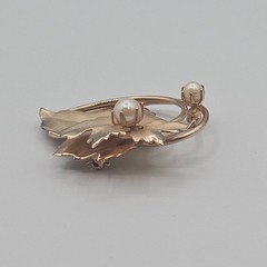 VTG MCM Brooch Layered Curled White Gold Tone Leaves Fall Cottage Cabincore Pin