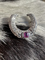 🩷 Was $12000 Art Deco Platinum 4.5ct Old Mine Diamond Pink Tourmaline Horseshoe
