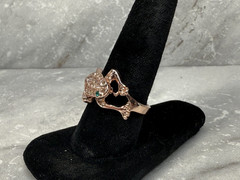 Vintage 18K HGE Rhinestone Frog Ring Size 7.5