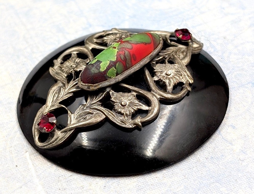 FANTASTIC VINTAGE ART DECO ~ CZECH ~ ART GLASS ~ METAL & EARLY PLASTIC ~ BUTTON