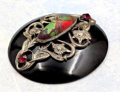 FANTASTIC VINTAGE ART DECO ~ CZECH ~ ART GLASS ~ METAL & EARLY PLASTIC ~ BUTTON