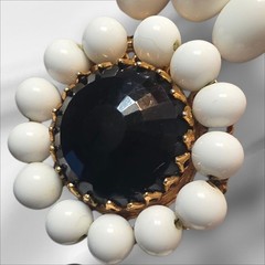 Vtg Black & White Triple Strand Beaded Necklace 1950’s