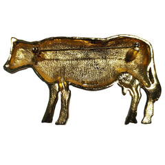AJC Holstein Figural Cow Pin Brooch Black and White Vtg Enamel Signed