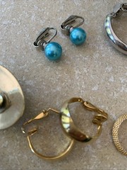 Costume Jewelry Vintage Clip On Earrings Stones Gold & Silver Tone 14 Pairs