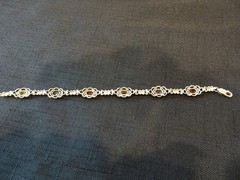 #656–VINTAGE STERLING SILVER HAN-925-BRACELET–6-STONES