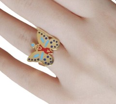 Free size copper bracelet and ring in the shape of a handmade butterfly Beautifu
