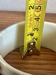 Vintage Zebra Striped Bangle Bracelet Hinged Clamper Boho Cream & Black Chic