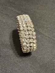 Airflex Silver-tone Expandable White Rhinestone Bracelet, Made In the USA