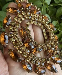 Vintage Two tone Brown Rhinestone Necklace Jewelry