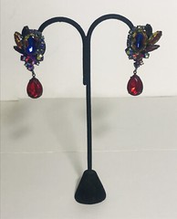 Vintage Juliana DeLizza And Elster Dangle Watermelon Red Rhinestone Earrings