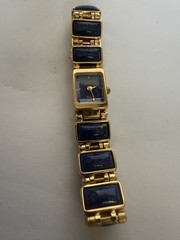 VTG 1970s Lapis Lazuli Watch/Bracelet Gold Tone Smithsonian Institution, Unused
