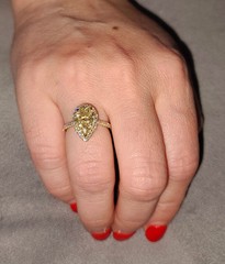 14k Yellow Gold Engagement Ring 2.50CT. Natural Pear cut Yellow Diamond GIA Cert