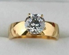 2 Ct Round Cut Lab Created Diamond Solitaire Wedding Ring 14k Yellow Gold Plated