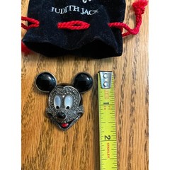 Judith Jack Mickey & Co Disney Sterling Silver Marcasite Brooch Pin with Tin Bag