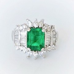 Vintage Womens Designer Ring 925 Sterling Silver Simulated Emerald & CZs Size 8
