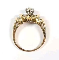 Vintage .80 Carat Diamond Triangular and Baguette Engagement Ring Size 5.25