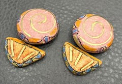 Vintage 80s Runway Bold Handmade Paper Earrings Haute Couture Pink Orange Gold
