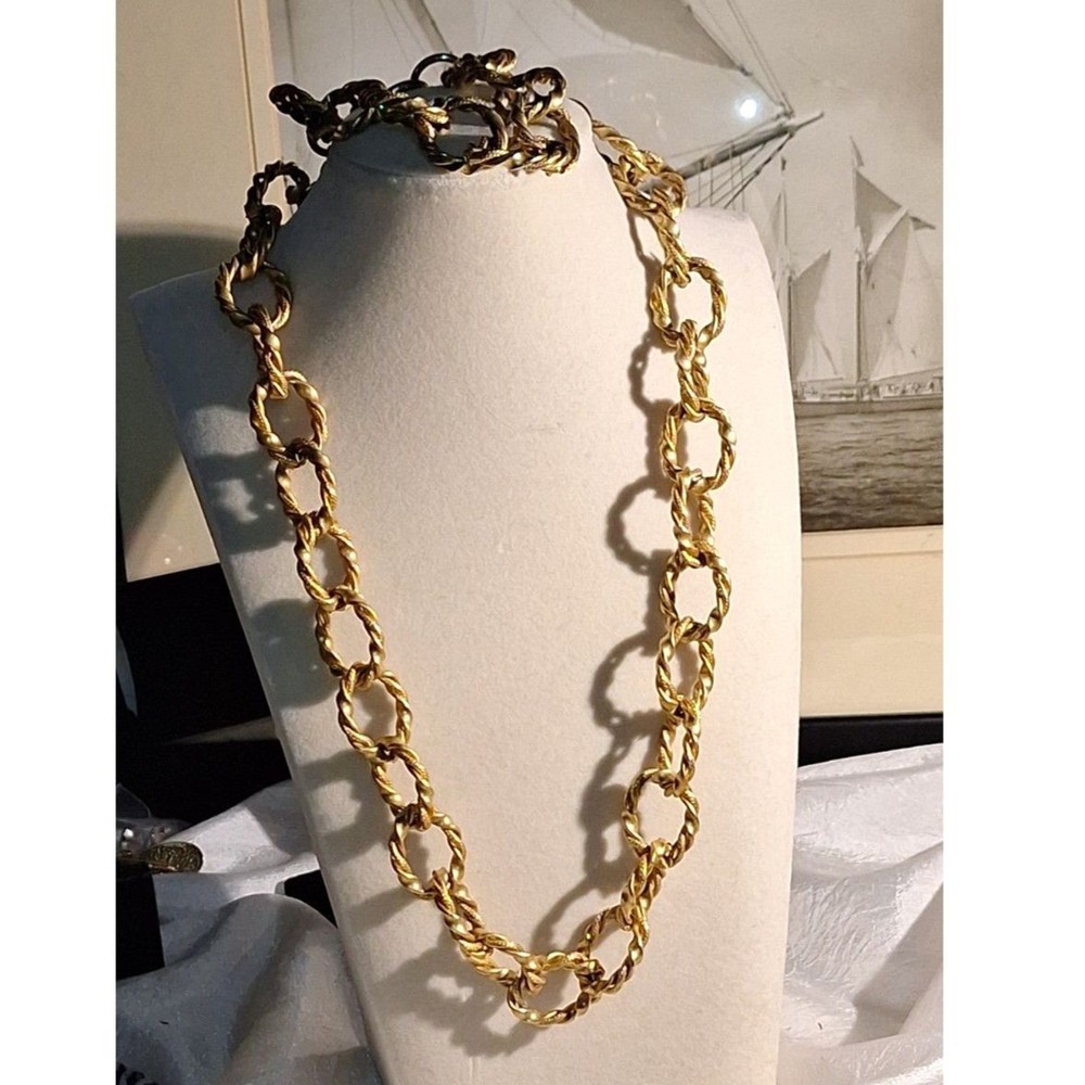 A Vintage Erwin Pearl Chunky Chain Necklace And Bracelet Set Mob Wife Nautical