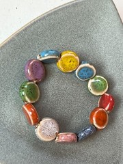 Colorful Purple Green Red Blue Yellow White Orange Glazed Round Ceramic Pottery