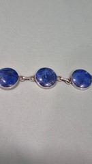 Vintage Indigo Lapis Lazuli Link Sterling Silver Bracelet 925