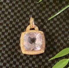 VINTAGE ROSE GOLD TONED 925 & CHAMPAGNE COLORED DIAMOND PENDANT 3.6G